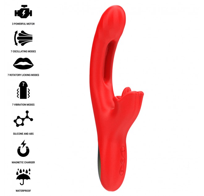 INTENSE - JESSICA VIBRATORE MULTIFUNZIONE STIMOLAZIONE CLITORIDE 24,8 CM ROSSO