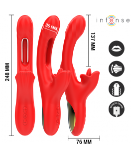 INTENSE - JESSICA VIBRATORE MULTIFUNZIONE STIMOLAZIONE CLITORIDE 24,8 CM ROSSO