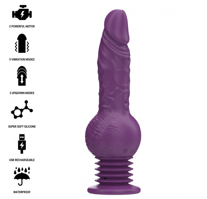 INTENSE - VIBRATORE MULTIFUNZIONE TATUM CON VIBRAZIONE SU E GIÙ 24 CM VIOLA