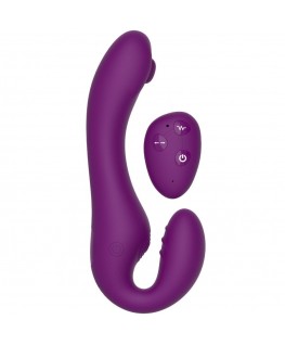 XOCOON - VIBRATORE 2 IN 1 STRAPLESS STRAP-ON CON TELECOMANDO VIOLA