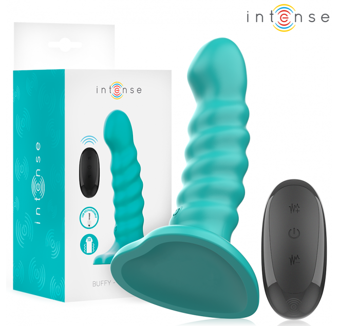 INTENSE - VIBRATORE BUFFY TAGLIA S DESIGN A SPIRALE 10 VIBRAZIONI TELECOMANDO BLU