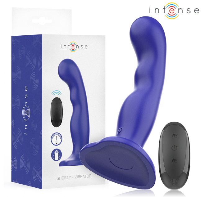 INTENSE - VIBRATORE SHORTY CON VENTOSA TELECOMANDO BLU