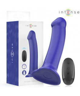 INTENSE - VIBRATORE VICTORIA CON VENTOSA 10 VIBRAZIONI BLU SCURO TELECOMANDO