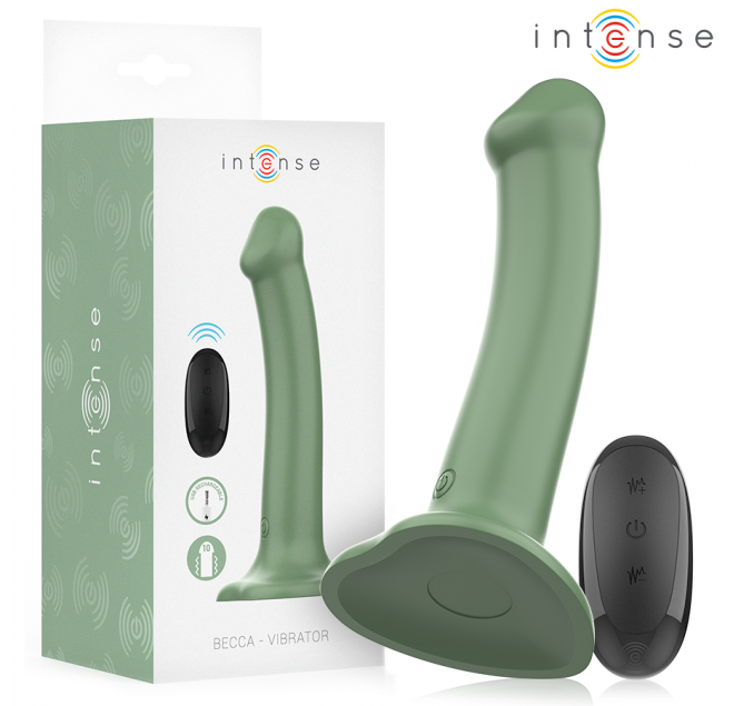 INTENSE - VIBRATORE BECCA CON VENTOSA 10 VIBRAZIONI TELECOMANDO VERDE