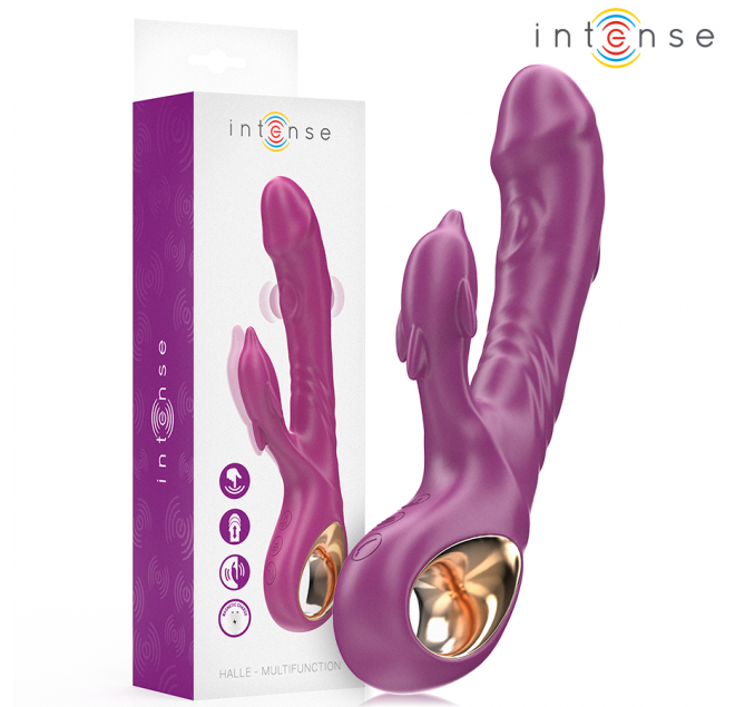INTENSE - VIBRATORE MULTIFUNZIONE HALLE CON LINGUA STIMOLANTE A DELFINO VIOLA