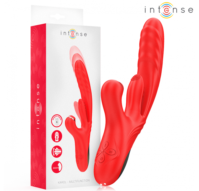 INTENSE - KAROL VIBRATORE MULTIFUNZIONE SPINTA E STIMOLAZIONE E ONDE STIMOLANTI ROSSO