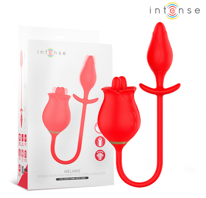 INTENSE - MELANIE STIMOLATORE DOPPIO PER CLITORIDE CON LINGUA A ZIGZAG