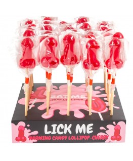 SECRETPLAY - LECCA-LECCA A FORMA DI PENE DI CARAMELLE ALLA CILIEGIA CON EFFETTO CALORE PICCANTE (40 UNITÀ)