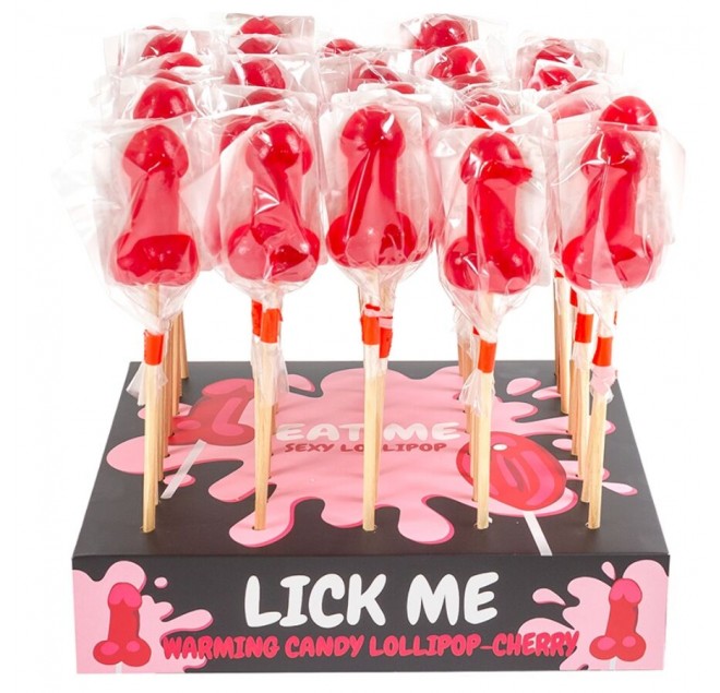 SECRETPLAY - LECCA-LECCA A FORMA DI PENE DI CARAMELLE ALLA CILIEGIA CON EFFETTO CALORE PICCANTE (40 UNITÀ)