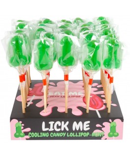SECRETPLAY - ESPOSITORE DI LECCA-LECCA A FORMA DI PENE ALLA MENTA CON EFFETTO FREDDO (40 UNITÀ)