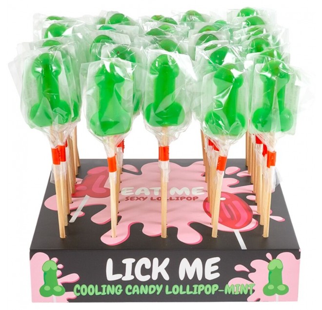 SECRETPLAY - ESPOSITORE DI LECCA-LECCA A FORMA DI PENE ALLA MENTA CON EFFETTO FREDDO (40 UNITÀ)