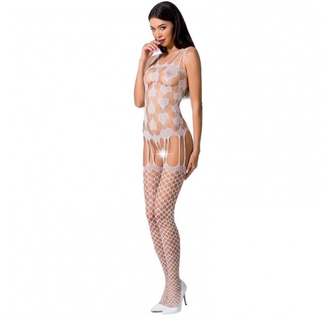 PASSION WOMAN BS067 BODYSTOCKING - WHITE ONE SIZE