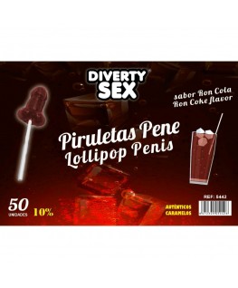 DIABLO GOLOSO - 50 LECCA LECCA AL PENE GUSTO RON COLA 10% ALCOOL
