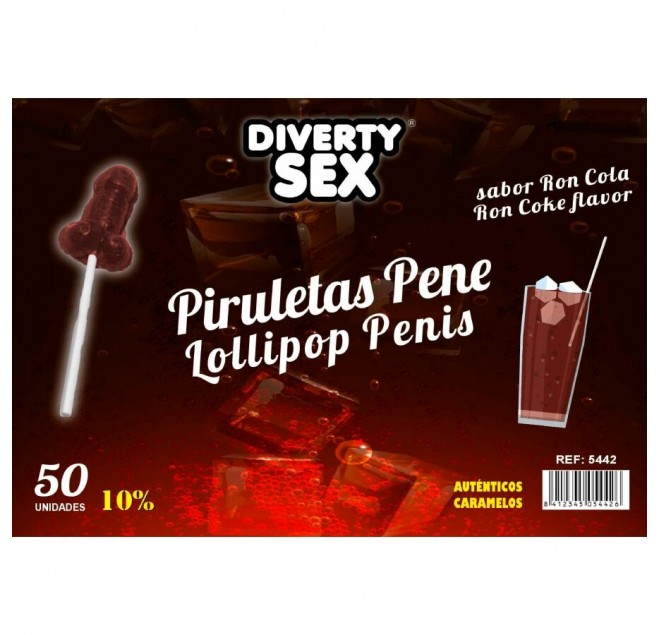 DIABLO GOLOSO - 50 LECCA LECCA AL PENE GUSTO RON COLA 10% ALCOOL