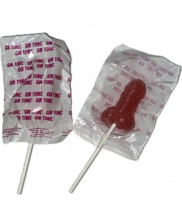 DIABLO GOLOSO - 1 LECCA-LECCA A FORMA DI PENE GIN TONIC GUSTO FRAGOLA 10% ALCOOL