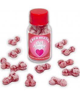 DIABLO PICANTE - 12 CARAMELLE DAMORE A FORMA DI PENE FRAGOLA/CILIEGIA