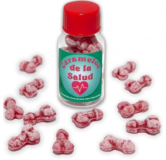 DIABLO PICANTE - 12 CARAMELLE DELLA SALUTE A FORMA DI PENE FRAGOLA/CILIEGIA