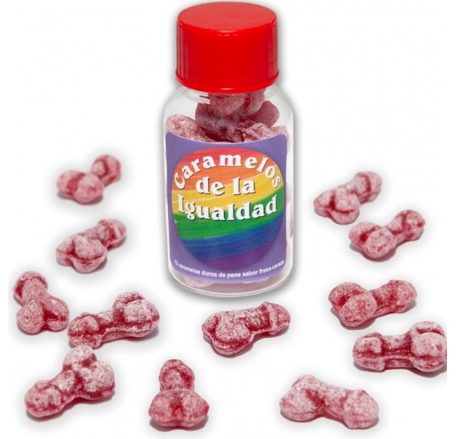 DIABLO PICANTE - 12 CARAMELLE A FORMA DI PENE FRAGOLA/CILIEGIA UGUALI