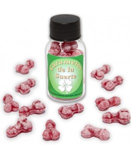 DIABLO PICANTE - 12 CARAMELLE PORTAFORTUNA A FORMA DI PENE FRAGOLA/CILIEGIA