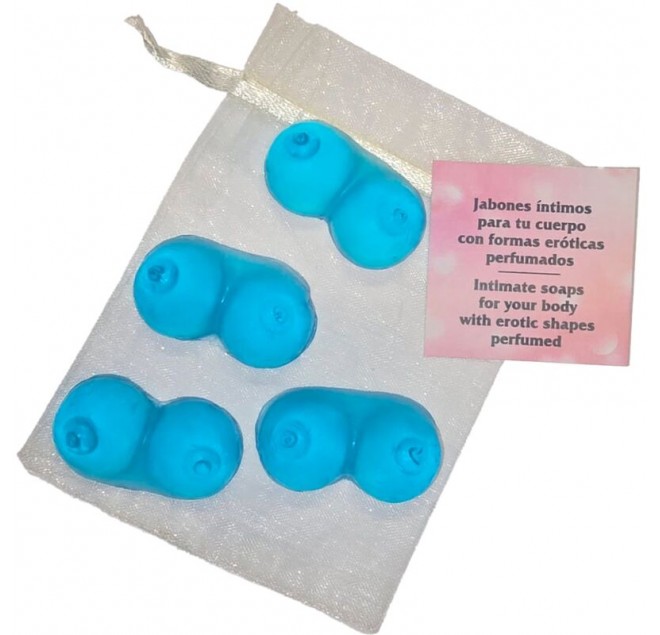 DIABLO PICANTE - 4 MINI SAPONI PROFUMATI A FORMA DI SENO BLU