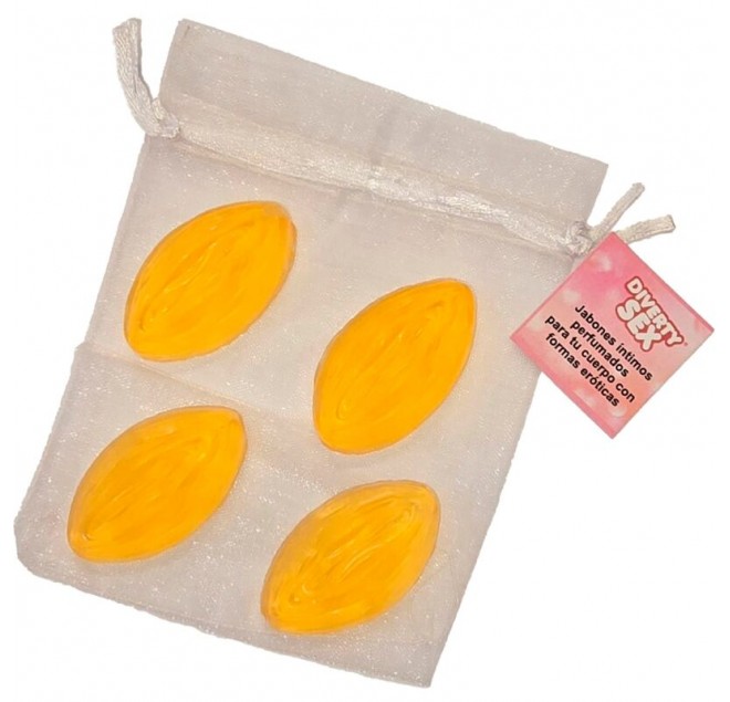 DIABLO PICANTE - 4 MINI SAPONI A FORMA DI VAGINA GIALLO