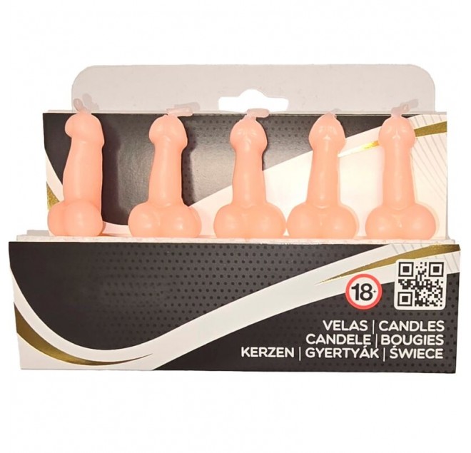 DIABLO PICANTE - SCATOLA DA 5 CANDELE A FORMA DI PENE CARNE