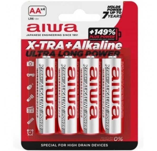 AIWA - X-TRA ALKALINE AA BATTERIA ALCALINICA LR6 BLISTER*4