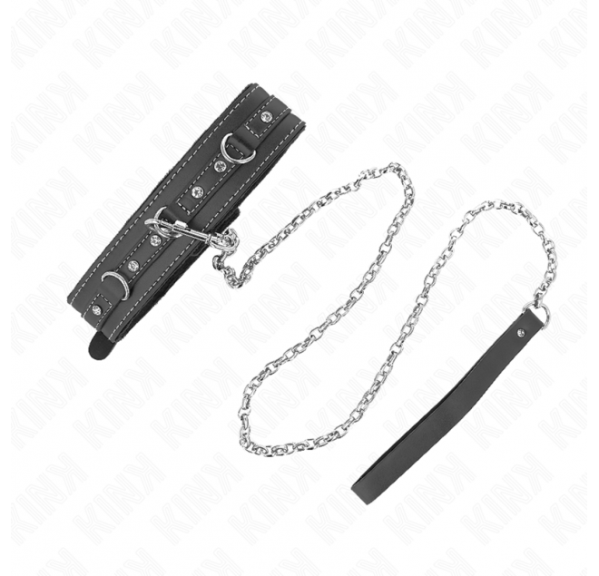 KINK - COLLANA IN PELLE PVC CON CINTURA 105 CM RIVETTO STRASS 41.5 X 4 CM