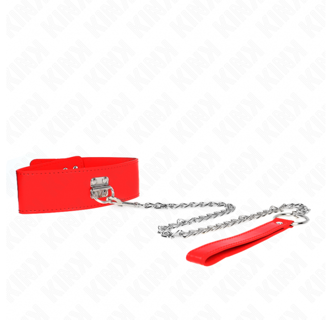 KINK - COLLANA CON CINTURA 65 CM CON LARGO CINTURINO ROSSO REGOLABILE 33,5-41 CM X 5 CM