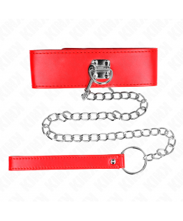 KINK - COLLANA CON CINTURA 65 CM CON LARGO CINTURINO ROSSO REGOLABILE 33,5-41 CM X 5 CM