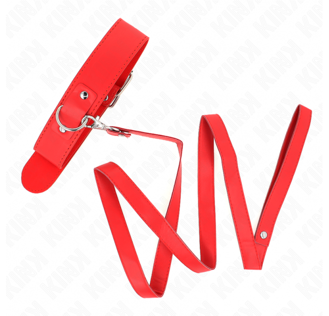 KINK - COLLANA CON CINTURA 116 CM ROJO CINTURINO REGOLABILE 32-50 CM X 8 CM