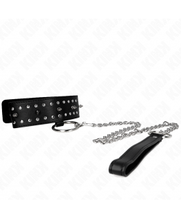 KINK - COLLANA CON GUINZAGLIO 65 CM CON BORCHIE IN ARGENTO MODELLO 1 REGOLABILE 36-43 CM X 5 CM