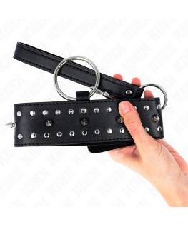 KINK - COLLANA CON GUINZAGLIO 65 CM CON BORCHIE IN ARGENTO MODELLO 1 REGOLABILE 36-43 CM X 5 CM