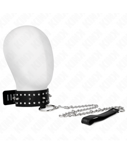 KINK - COLLANA CON GUINZAGLIO 65 CM CON BORCHIE IN ARGENTO MODELLO 1 REGOLABILE 36-43 CM X 5 CM