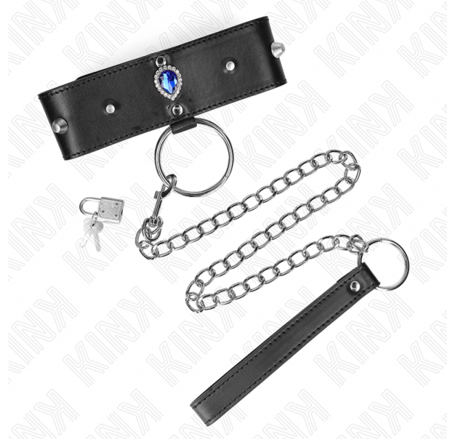 KINK - COLLANA 65 CM CON CINTURINO CON DIAMANTI BLU REGOLABILE 36-43 CM X 5 CM