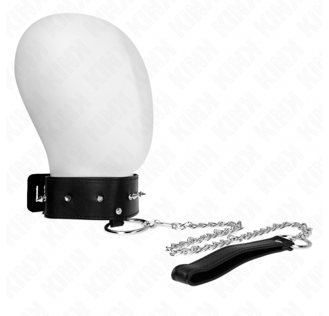 KINK - COLLANA 65 CM CON GUINZAGLIO CON BORCHIE ARGENTO MODELLO 2 REGOLABILE 36-43 CM X 5 CM