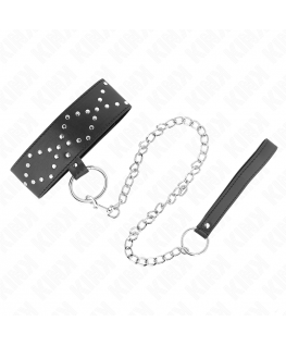 KINK - COLLANA 65 CM CON GUINZAGLIO CON BORCHIE ARGENTO MODELLO 3 REGOLABILE 36-43 CM X 5 CM