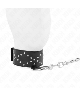 KINK - COLLANA 65 CM CON GUINZAGLIO CON BORCHIE ARGENTO MODELLO 3 REGOLABILE 36-43 CM X 5 CM