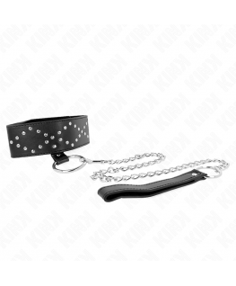 KINK - COLLANA 65 CM CON GUINZAGLIO CON BORCHIE ARGENTO MODELLO 3 REGOLABILE 36-43 CM X 5 CM