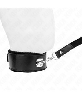 KINK - COLLANA CON GUINZAGLIO 116 CM CON BORCHIE IN ARGENTO MODELLO 4 NERO REGOLABILE 40-48 CM X 6 CM
