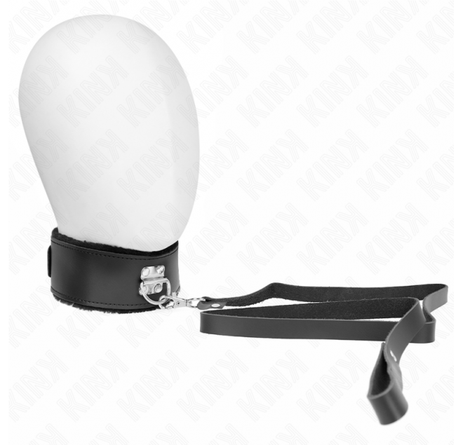 KINK - COLLANA CON CINTURA 116 CM CON CINTURINO IN PELLE NERA REGOLABILE 40-48 CM X 6 CM