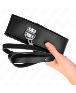KINK - COLLANA CON CINTURA 116 CM CON CINTURINO IN PELLE NERA REGOLABILE 40-48 CM X 6 CM