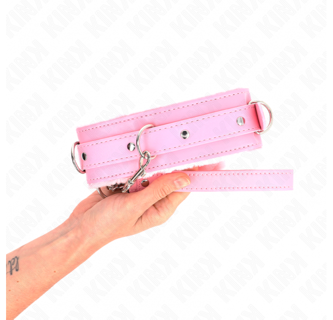 KINK - COLLARE CON GUINZAGLIO 65 CM CON RESTRIZIONI ROSA 36-42 CM X 5,5 CM