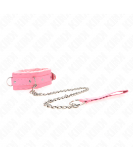 KINK - COLLARE CON GUINZAGLIO 65 CM CON RESTRIZIONI ROSA 36-42 CM X 5,5 CM