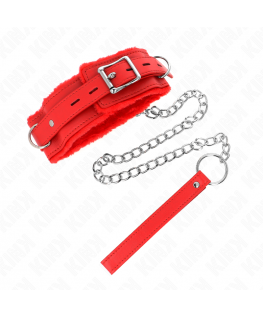 KINK - COLLARE CON GUINZAGLIO 65 CM CON RESTRIZIONI ROSSO 36-42 CM X 5,5 CM