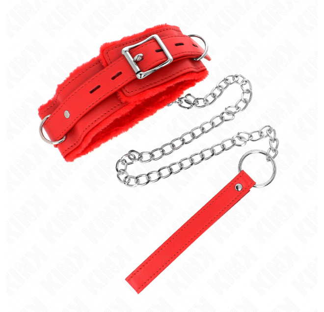 KINK - COLLARE CON GUINZAGLIO 65 CM CON RESTRIZIONI ROSSO 36-42 CM X 5,5 CM