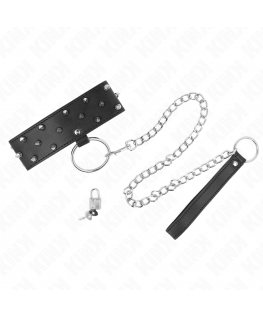 KINK - COLLANA CON GUINZAGLIO 65 CM CON BORCHIE IN ARGENTO MODELLO 5 REGOLABILE 36-43 CM X 5 CM