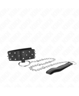 KINK - COLLANA CON GUINZAGLIO 65 CM CON BORCHIE IN ARGENTO MODELLO 5 REGOLABILE 36-43 CM X 5 CM