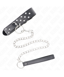 KINK - COLLANA CON CINTURINO AD ANELLO RIVETTO CON CINTURA 65 CM NERO REGOLABILE 36-50 CM X 3,8 CM