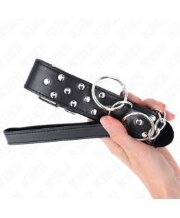 KINK - COLLANA CON CINTURINO AD ANELLO RIVETTO CON CINTURA 65 CM NERO REGOLABILE 36-50 CM X 3,8 CM